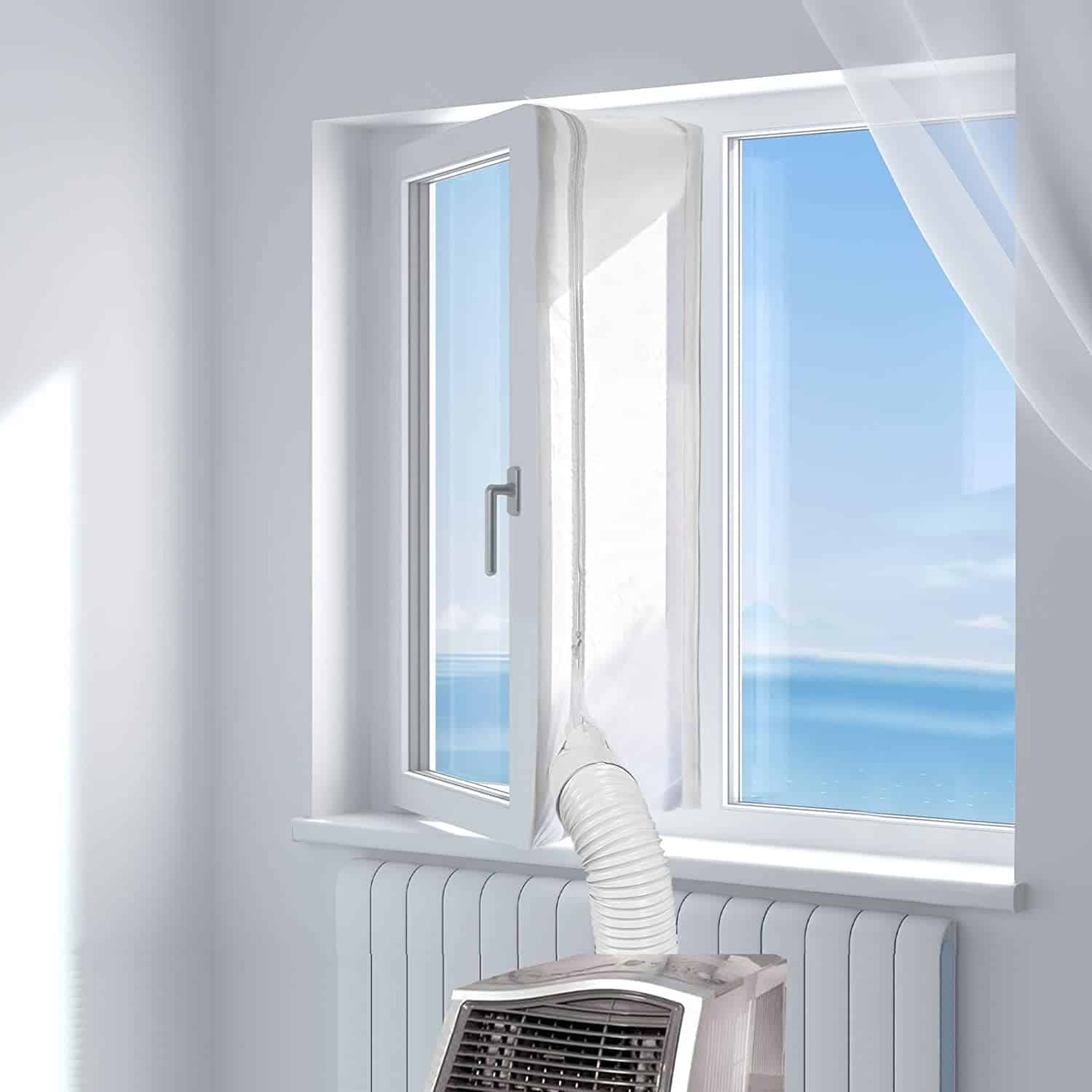 portable air conditioner in a casement window