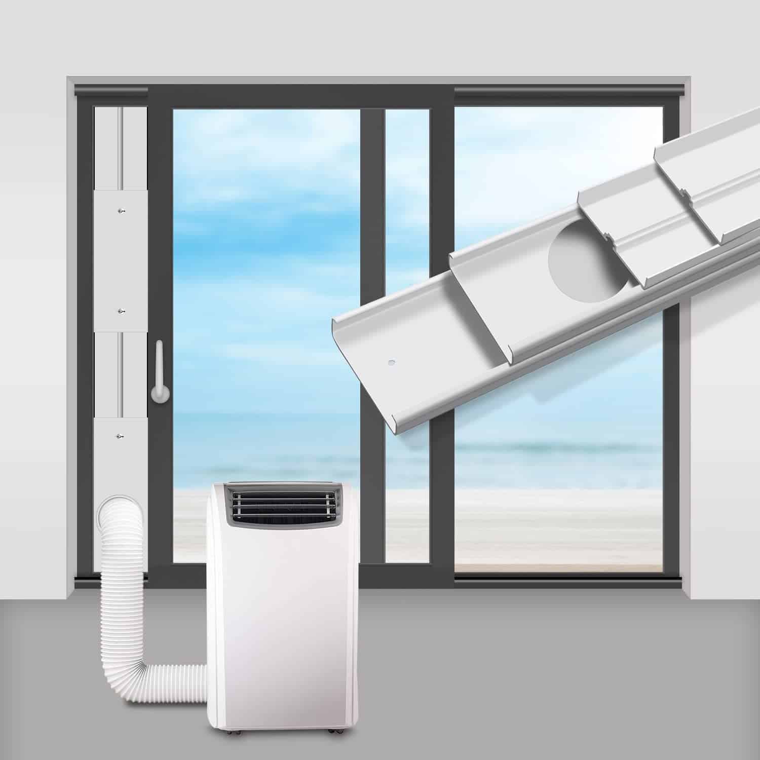 portable air conditioner includes a window kit